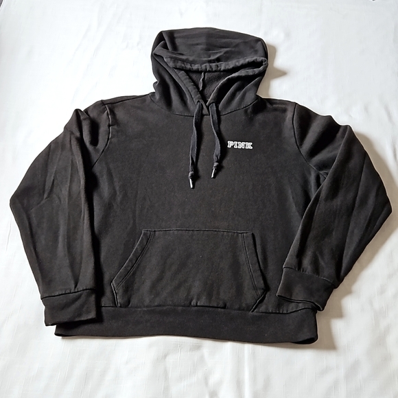 Pink Victoria's secret black pullover crop hoodie size medium - Picture 8 of 13